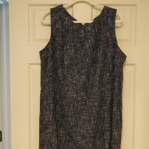 Michael Kors Sleeveless Tweed Sheath Dress Size 20W Navy White Professional